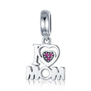 Mom Love Pendant BISAER 925 Sterling Silver Oxidized Maternal Love Mom Mother Beads Charms For Women Silver 925 Jewelry ECC1460