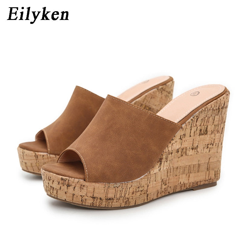 Eilyken 2023 New Summer Casual Cozy Platform Wedges Heels Slippers Ladies Fashion Open Toe Roman Women&