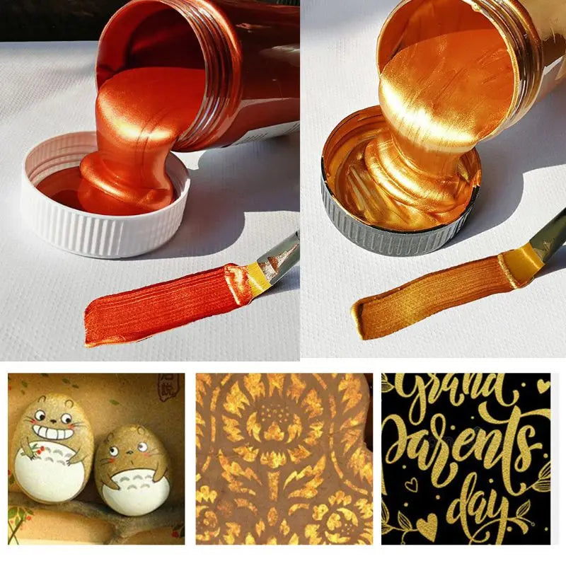 60ml Gold Paint Metallic acrylic paint,waterproof not faded for Statuary Coloring DIY hand clothes painted graffiti Pigments