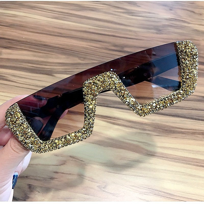 Square Luxury Sunglasses women Brand Designer Ladies Oversized rhinestone Sunglasses Men Half Frame eyeglasses For Female UV400