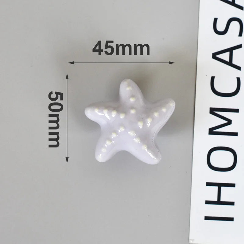 IHOMCASA Ceramic Knob Heart Seastar Shell Children Room Furniture Hardware Cabinet Handles Kitchen Wardrobe Bookcase Drawer Pull