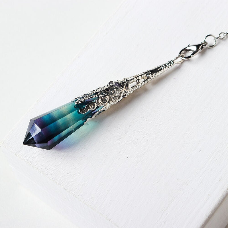 Natural Rainbow Fluorite Nimble Pendulum Striped Crystal Fluorite Divination Energy Health gem quartz Ornament Pendant