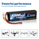 Zeee 3S 9000mAh Lipo Battery 11.1V 100C Deans Connector with Metal Plates for RC Car Truck Buggy Tank RC Hobby Models RC Parts