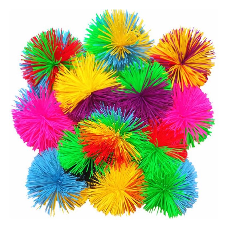 6pcs 6cm Colorful Silicone Koosh Ball Bouncing Fluffy Jugging Ball Sensory Fidgets Stress Relief Toy (Random Color)