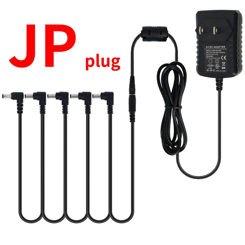 5 Way Electric Guitar Effect Pedal Power Supply Accessories Cables Adapter Daisy Chain Wire Pro 9V DC 1A US EU UK JP AU Plug Pod