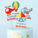 Happy Birthday Cake Plane Car Bus Engineering Vehicle Decor Flag Kids Boys Party DIY Baking Supplies Cupcake Toppers Baby Shower