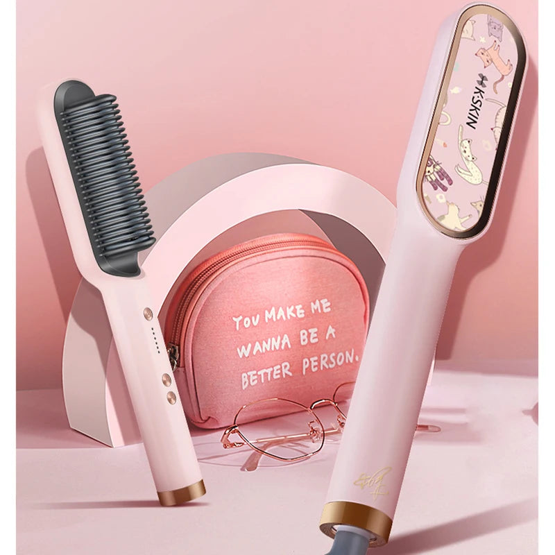 Electric Hair Brushes Straightening Straightener Brush Flat Iron Curler Modeling Styling Tool Basiqe Sleek Plus Hot Comb For Wig