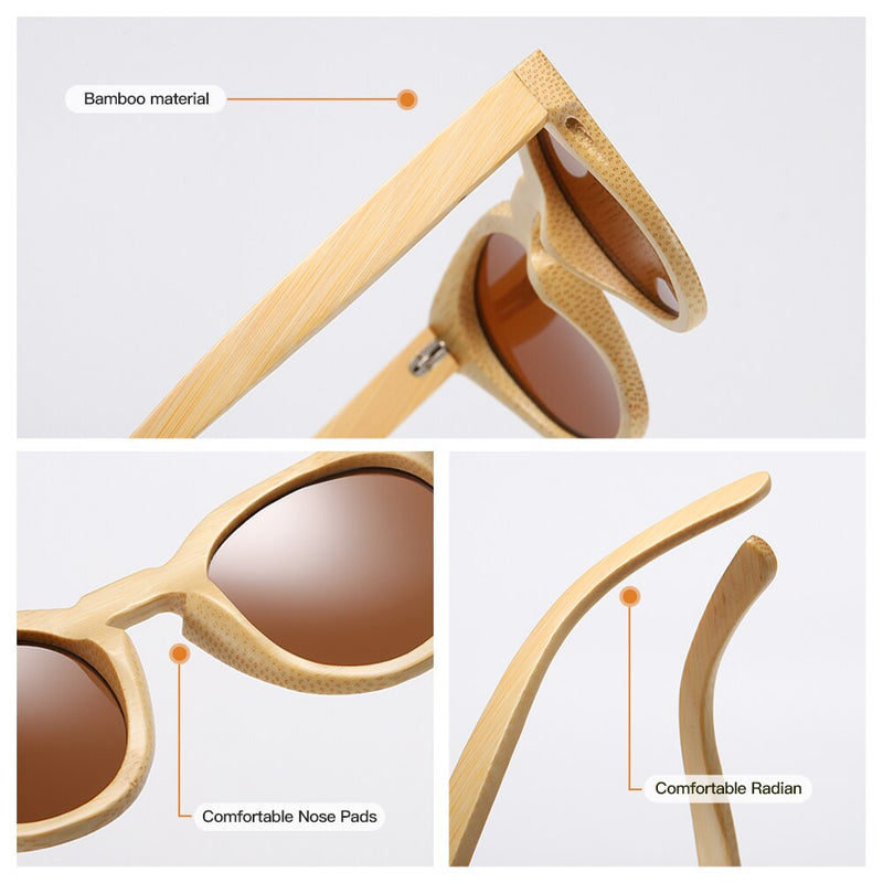 GM Natural Bamboo Sunglasses Women Polarized UV400 Brand Designer Classic Sun glasses Men Vintage Wooden Sunglasses S824