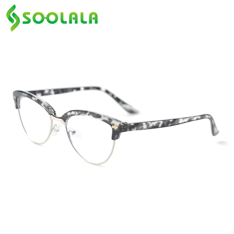 SOOLALA Cat Eye Semi-Rimless Anti Blue Light Filter Eyeglasses Frame Women Blue Light Blocking Anti Radiation Computer Glasses