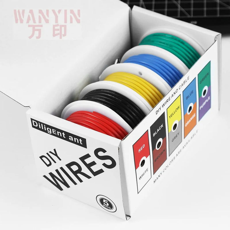 High quality super soft silicone wire and cable household DIY 5 colors mixed box wire tinned pure copper