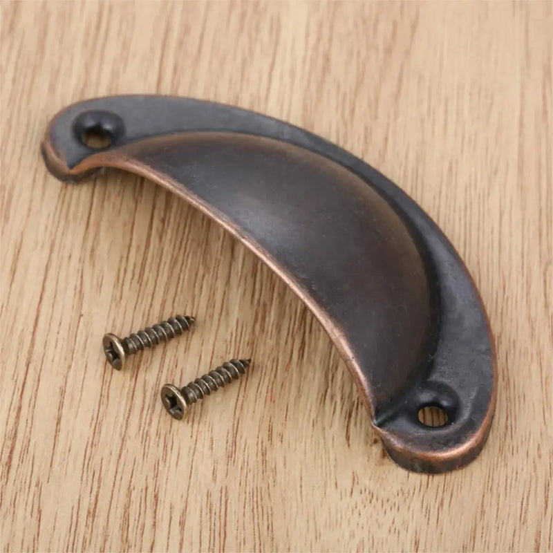 DRELD 1Pcs 65mm Antique Brass Shell Pull Retro Metal Cabinet Furniture Handles Kitchen Cabinet Drawer Furniture Knobs Hardware