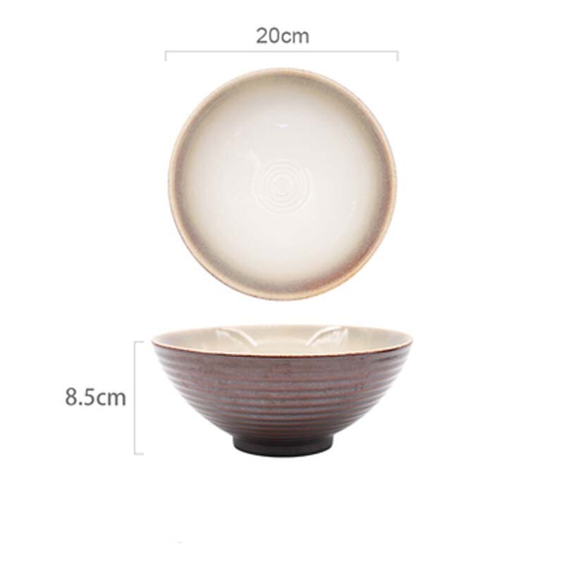 FANCITY Japanese kiln turned ceramic ramen bowl, large soup noodle bowl, household beef noodle bowl, instant noodle bowl, fruit