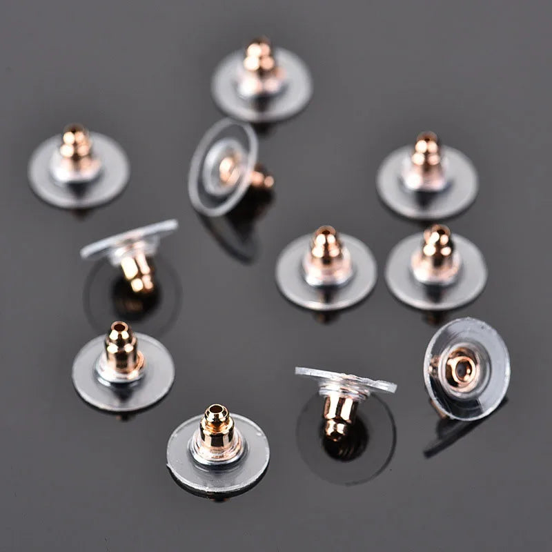 100pcs/lot Rubber Earring Backs Hooks Stoppers Round Ear Plug  Blocked Caps Earring Sleeves For Jewelry Making DIY Accessories