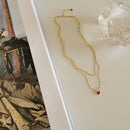 925 Sterling Silver Simple  Heart Crystal Pendant Necklace Women Light Luxury Double Clavicle Chain Jewelry