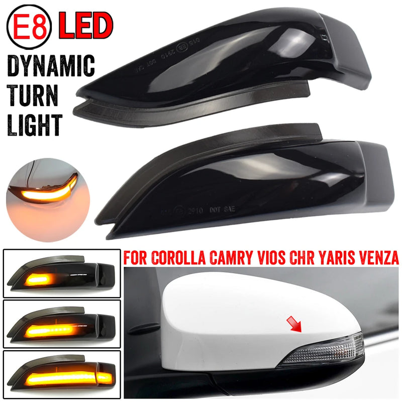 For Toyota Corolla Camry Prius Vios Yaris Venza Avalon Altis LED Dynamic Turn Signal Light Sequential Side Mirror Indicator