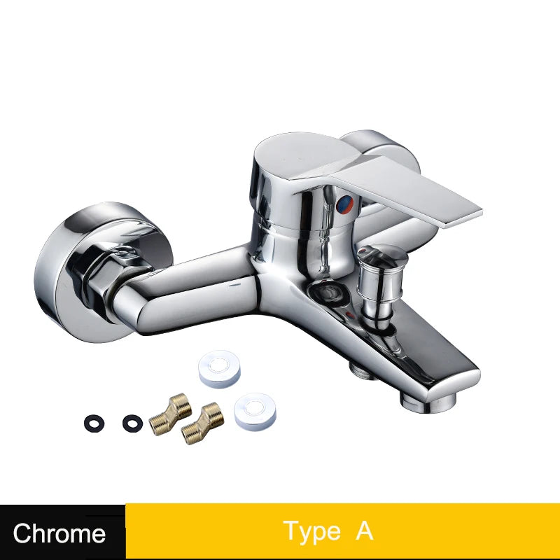Chrome Bathroom Faucet  Bathtub Facuet  Wall Mounting Cold and Hot Shower Faucet