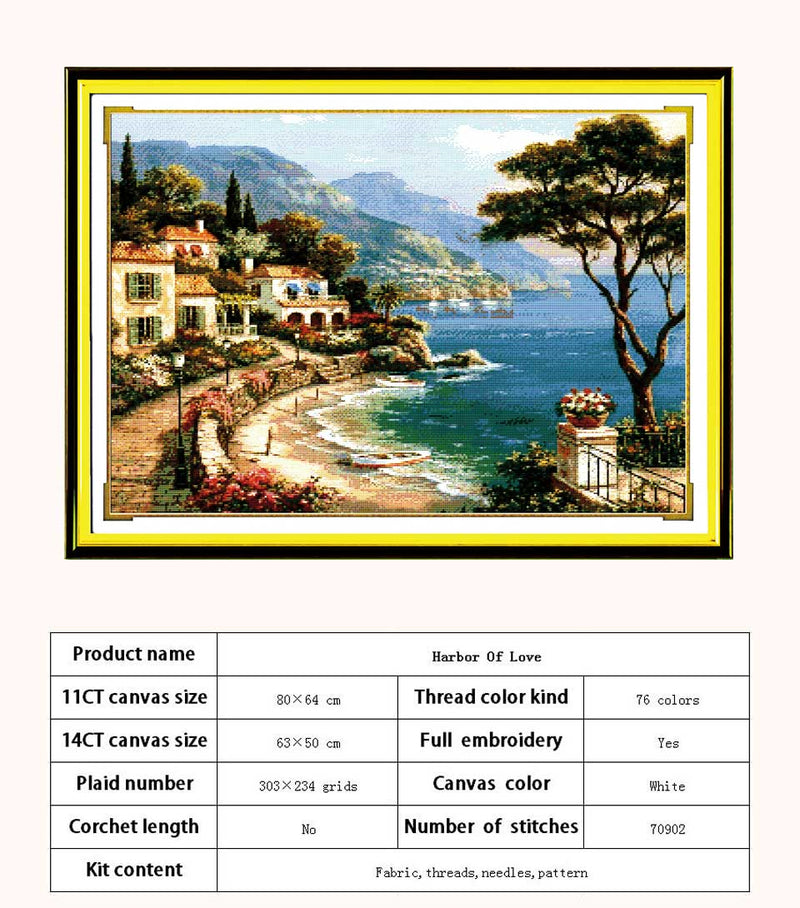 Leisurely Cabin House Scenery Patterns Counted 11CT 14CT Cross Stitch Sets DIY Cross-stitch Kit Embroidery Needlework Home Decor