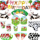 Farm Cow Theme Birthday Party Animal Party Cow Decoration Disposable Cups Plates Flags Tablecloth Baby Shower Balloon Decoration