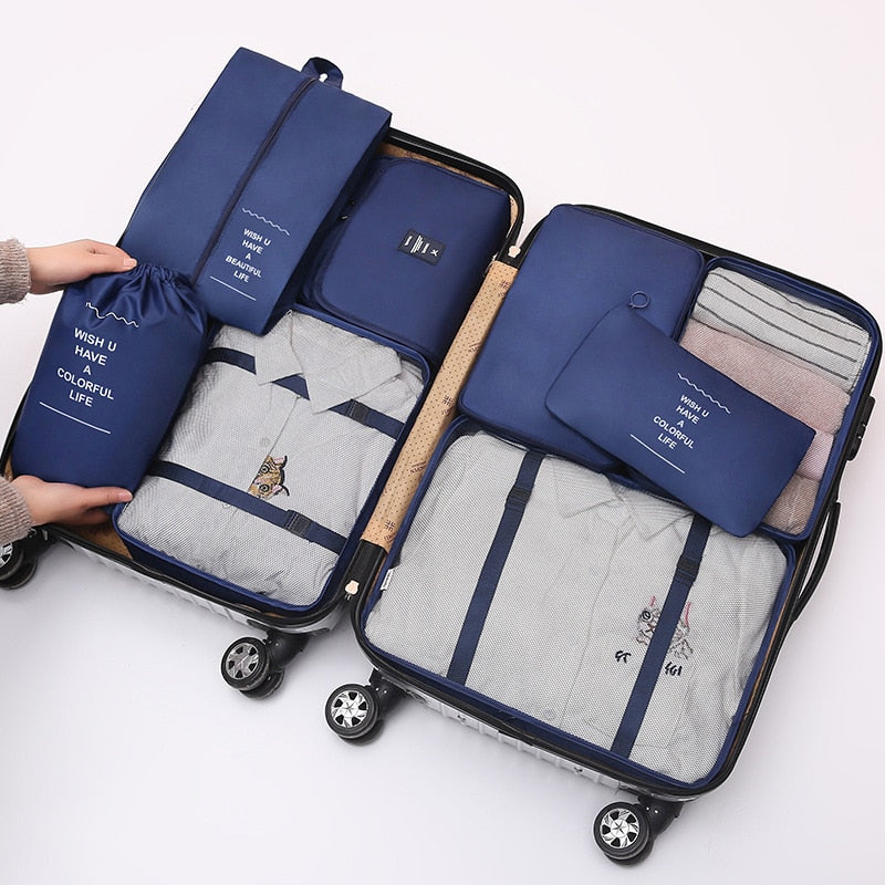 8Pcs/set Large Capacity Luggage Storage Bags For Packing Cube Clothes Underwear Cosmetic Travel Organizer Bag Toiletries Pouch