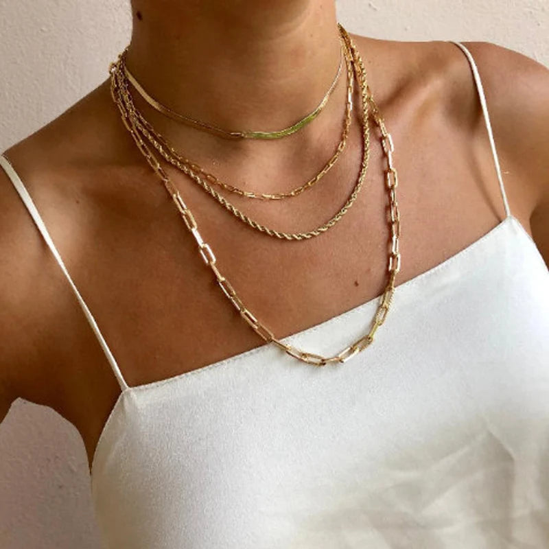 2021 Hot Fashion Paperclip Link Chain Women Necklace Stainless Steel Gold Color Chain Necklace For Women Men Jewelry Gift