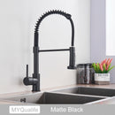 Brushed Gold Kitchen Sink Faucet One Handle Spring Hot and Cold Water Tap Deck Mounted Bathroom Kitchen Crane