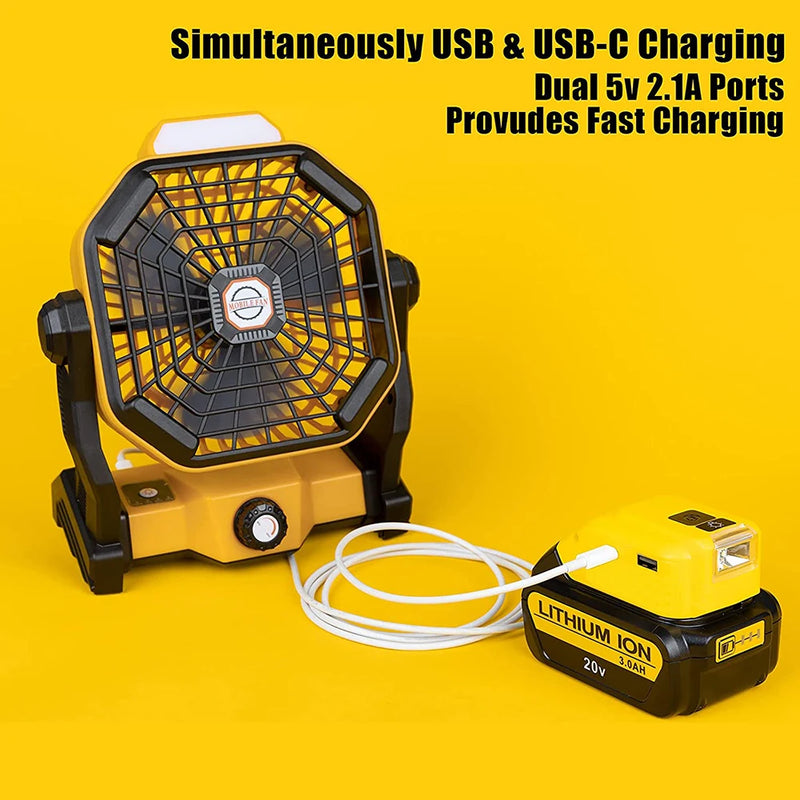 DCB090 Battery Adapter For Dewalt 18V 20v max Battery USB Charger Adaptor with LED Work Light Power Source Power Station Supply
