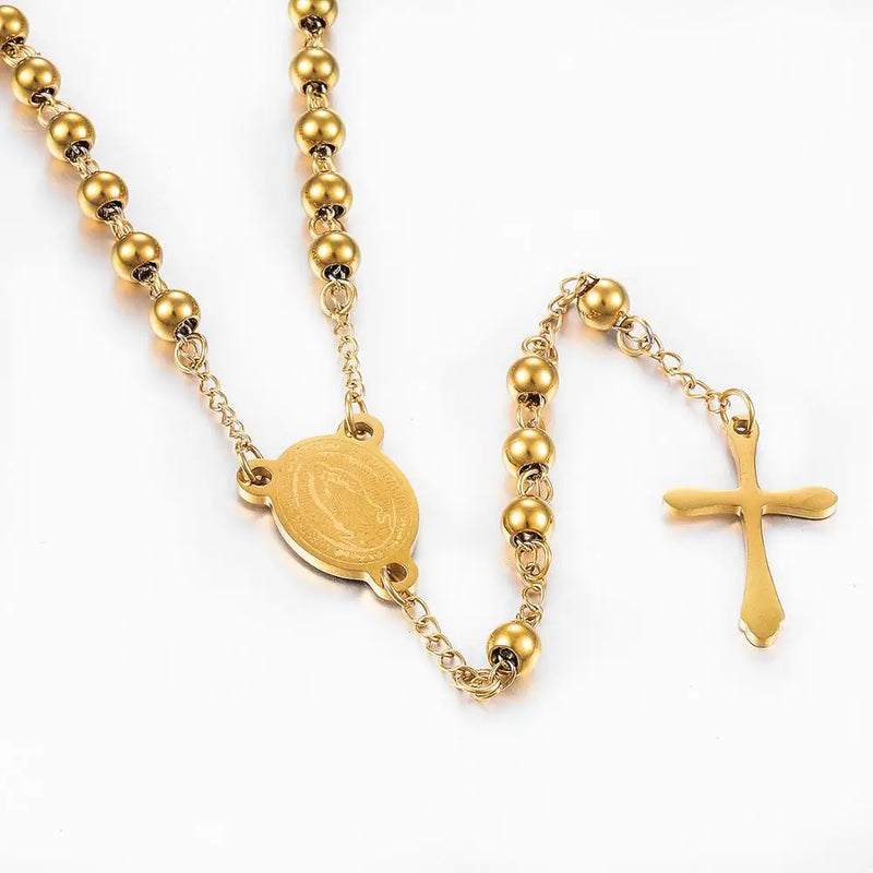 New Fashion Cross Rosary Necklace Classic Prayer Jesus Chain Jewelry Men and Women