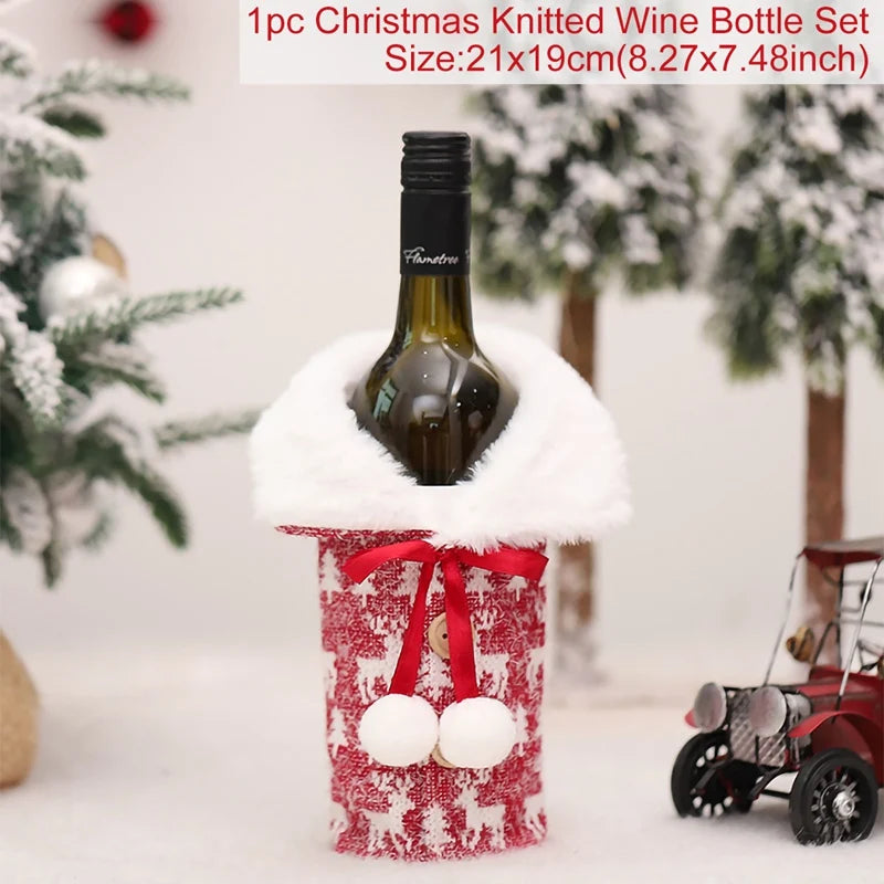 Christmas Wine Bottle Cover Merry Christmas Decorations For Home Christmas Ornament Xmas Table Decor New Year 2025 Navidad Gift