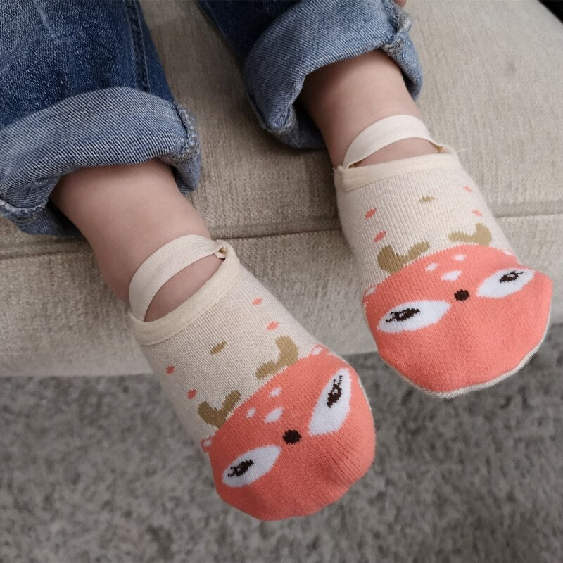 6 Pairs Baby First Walker Floor Socks Spring Summber Autumn Cotton Cartoon Anti-Slip Animal Socks for Newborn Boy Girls 0-3Y