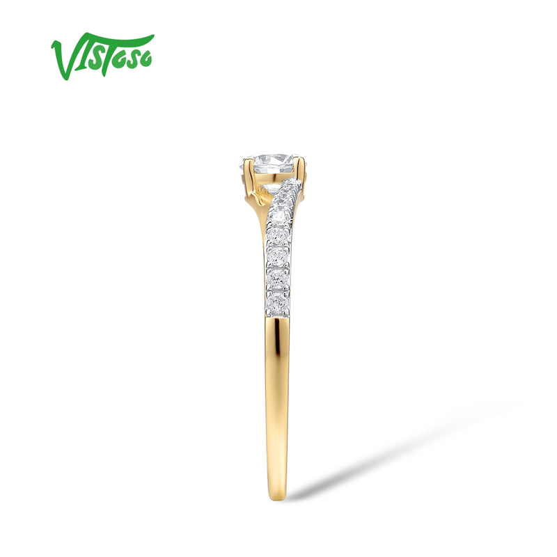 VISTOSO Gold Rings For Women Genuine 9K 375 Yellow Gold Ring Sparkling White CZ Promise Band Rings  Anniversary Fine Jewelry