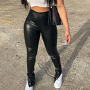 Faux Leather Pants Women Pencil Trousers Stretchy High Waist Flare Pants for Women Leather Trousers Pencil Pants брюки женские