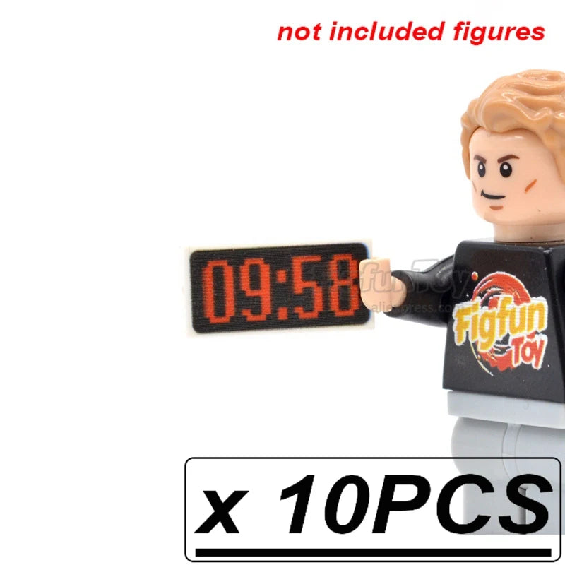 Custom Printed Clocks Tile Building Blocks  wall clock 1x2 2x2 MOC Decoration Bricks Round City Alarm Construction Toys