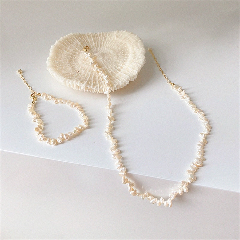 Natural Freshwater Pearl Necklace, Bracelet Fashion Sweet Retro Necklace Chain Of Clavicle Women Jewelry Gift Accessories