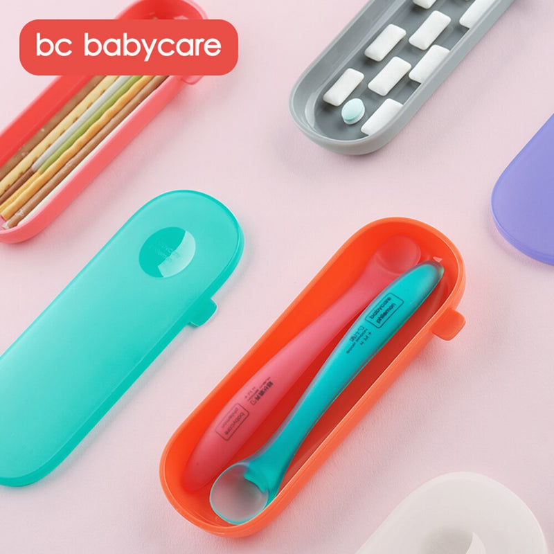 BC Babycare Portable Babies Tableware Storage Box Travel Babies Infants Toddlers Spoon Fork Storage Case PP Storage Container