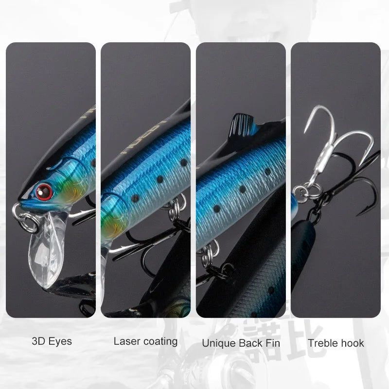 NOEBY Sinking Minnow Fishing Lures 90mm 32g 120mm 70g Long Casting Wobblers Artificial Baits for Sea Bass Saltwater Fishing Lure