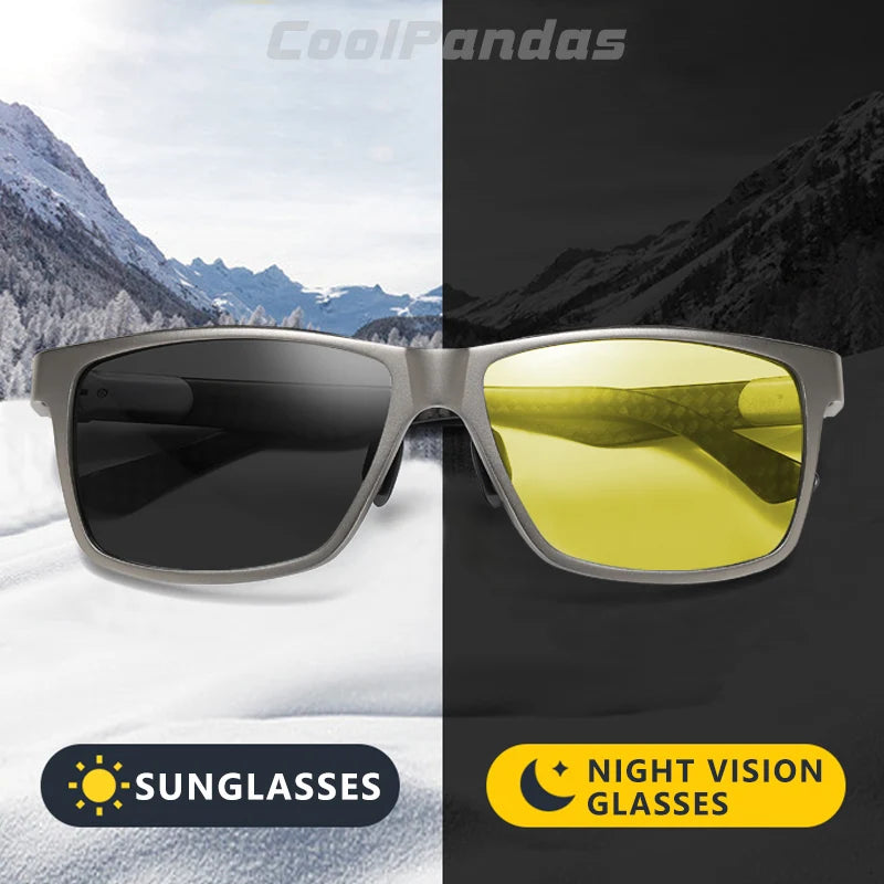 Photochromic Aluminium Magnesium Square Men Sunglasses Polarized Sun glasses for Men Women Driving Eyewear Oculos masculino Male