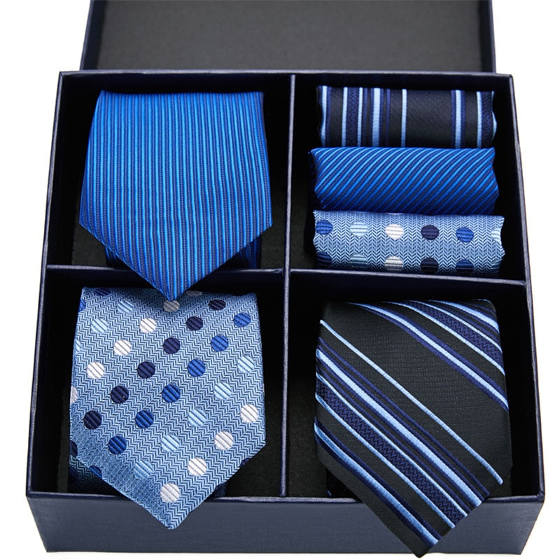 Gift box packing Silk Ties For Men Novelty Hanky  Set 3 Styles  Men&