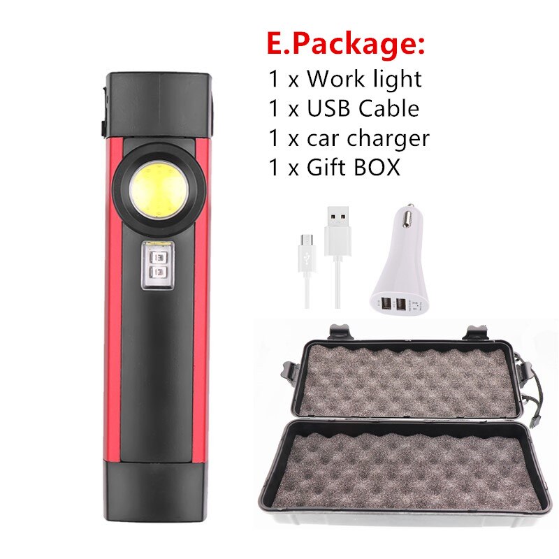 AEFJ Portable 4 Mode COB Flashlight UV Torch USB Rechargeable LED Work Light Magnetic XPE Hanging Hook Lamp For Outdoor Camping