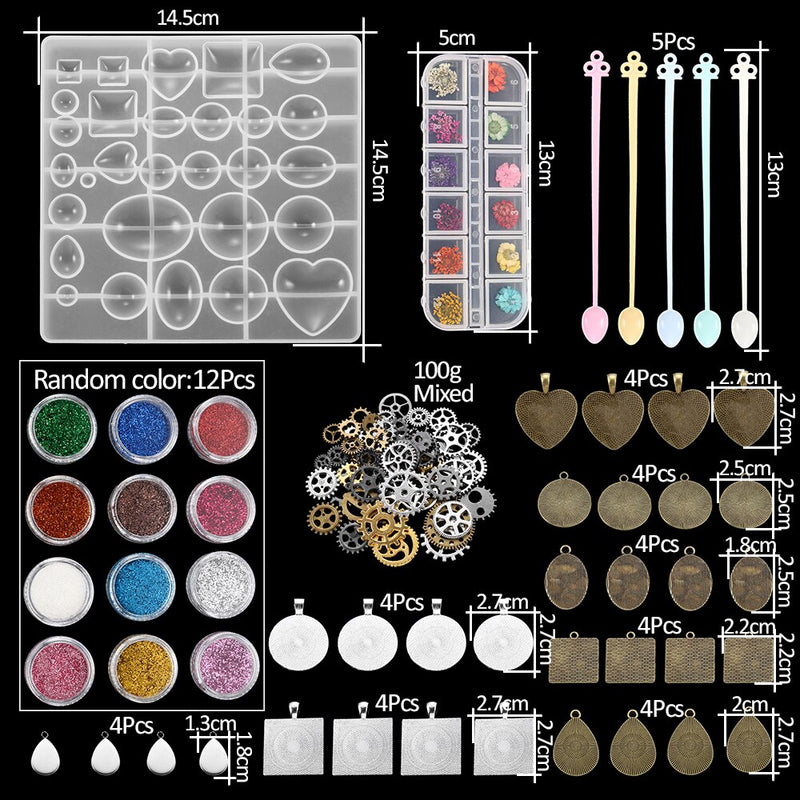 1 Set Mixed Style Silicone Epoxy Resin Casting Molds UV Tool Set For DIY Pendant Jewelry Making Finding Accessories Supplies