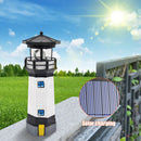 Lighthouse Shape Solar LED Light Garden Fence Yard Outdoor Decoration Smart Sensor Beacon Rotating Lamp
