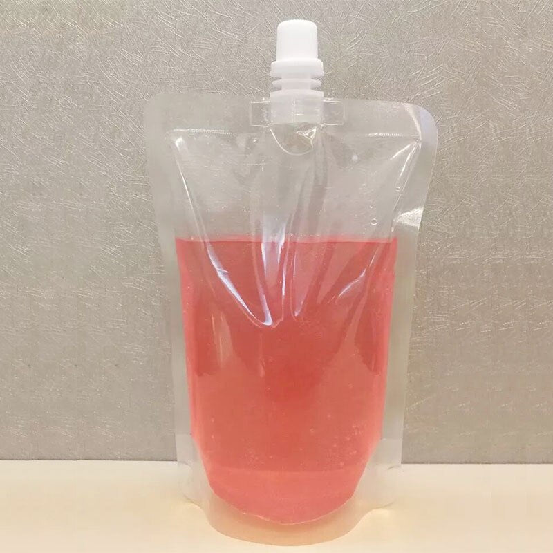 100 Pack, Stand-up Plastic Drink Packaging Bag Spout Pouch For Beverage Liquid Juice Milk Coffee