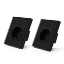 BSEED 2Pack Light Switches Wall Touch Switches 1Gang 2Way LED Sensor Tempered Glass Interrupter EU Standard Blue Backlight 240V