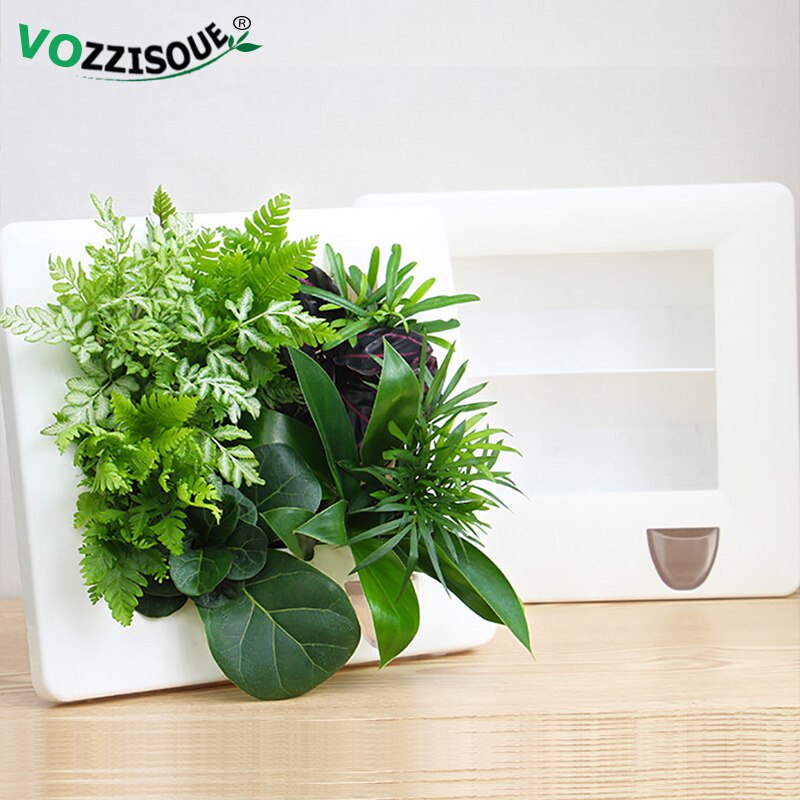 Hanging Plastic Flower Pots Decorative Wall Hanging Plant Pot Frame Square Self Watering Planter Air Plant Holder 2020