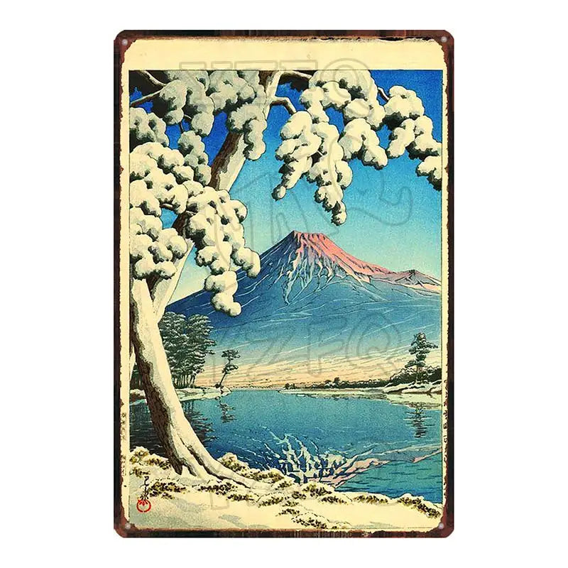 Sushi Food  Japan Poster Ukiyo-e Metal Tin Sign Wall Bar Restaurant Home Shop Decor Travel Souvenir 30X20CM DU-6096A