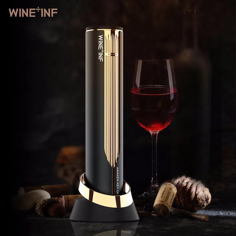 High-tech Automatic Electric Wine Corkscrew Cordless Wine Bottle Opener Bar Accessory with Stand Foil Cutter Gift set
