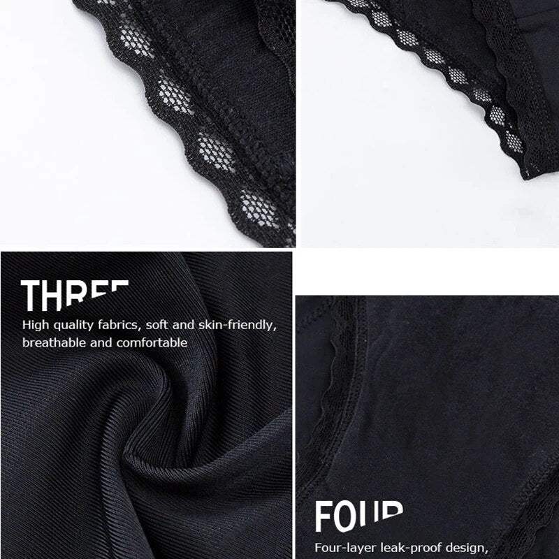 Sexy Lace Breathable Leakproof Woman Physiological Period Pants Antibacterial Four Layers Menstrual Panties Farewell To Sanit