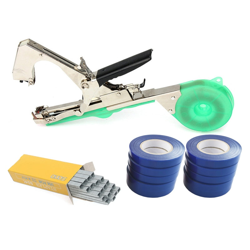 ALLSOME Tying Machine Plant Garden Plant Tapetool Tapener 10 Rolls Tape Set for Vegetable, Grape, Tomato,Cucumber, Pepper Flower