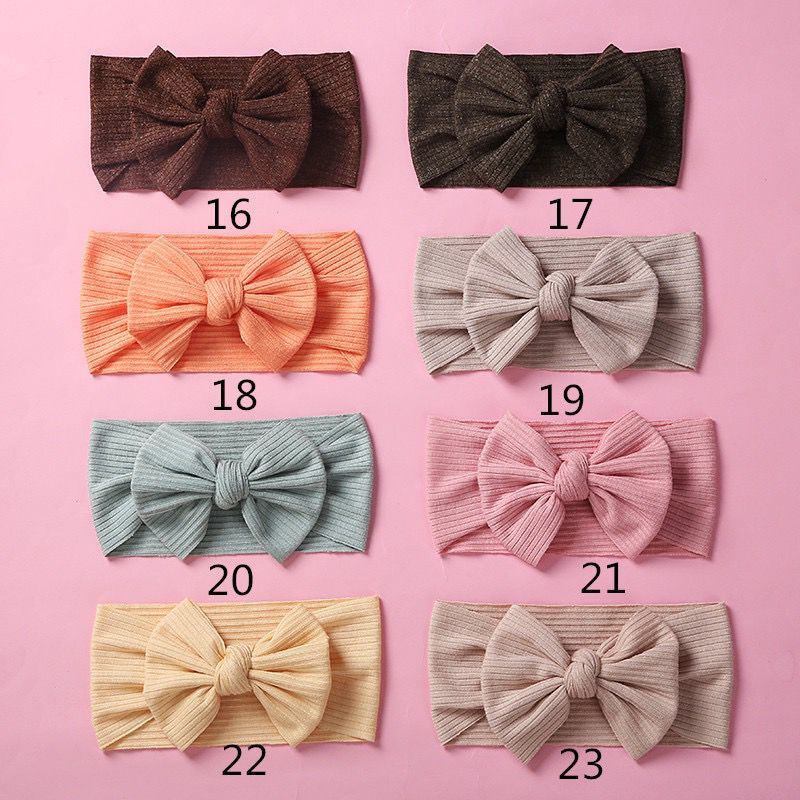 30pc/lot New Ribbed Hair Bow Headbands Solid Bowknot Baby Headband Newborn Knitted Elastic Hair Bands Girls Kid Hair Accessories