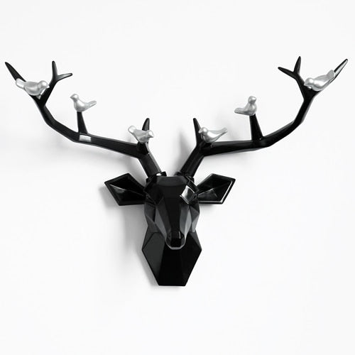 Deer Head 3d Wall Decor Resin Statue Christmas ornaments Accessories Living Room Wall Statue Sculpture Mordern Art Animal Head