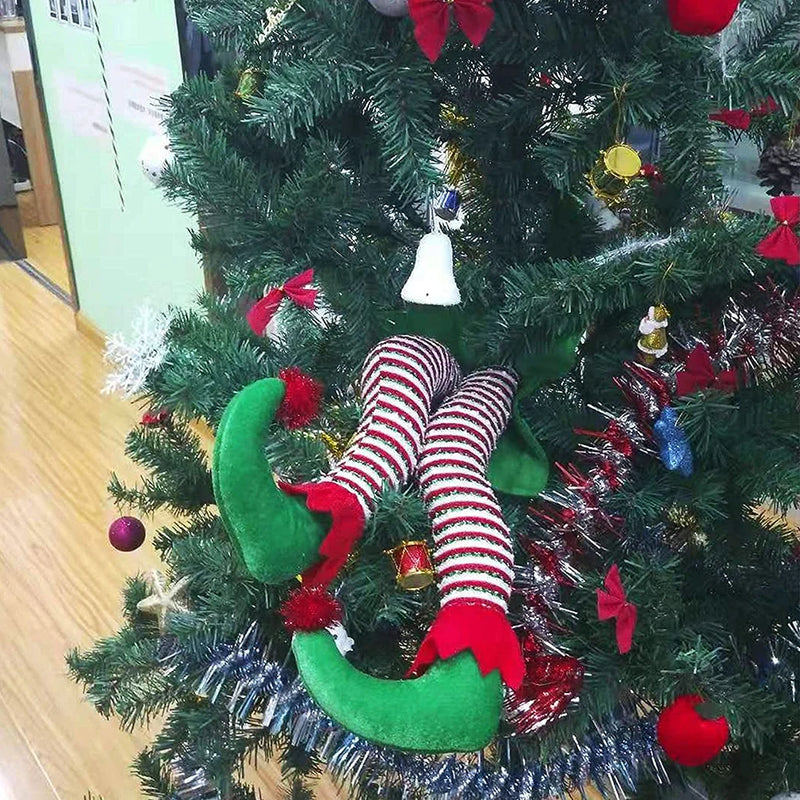 Christmas Santa Elf Legs Plush Stuffed Feet with Shoes Christmas Tree Hanging Decorative Ornament Christmas Decorations